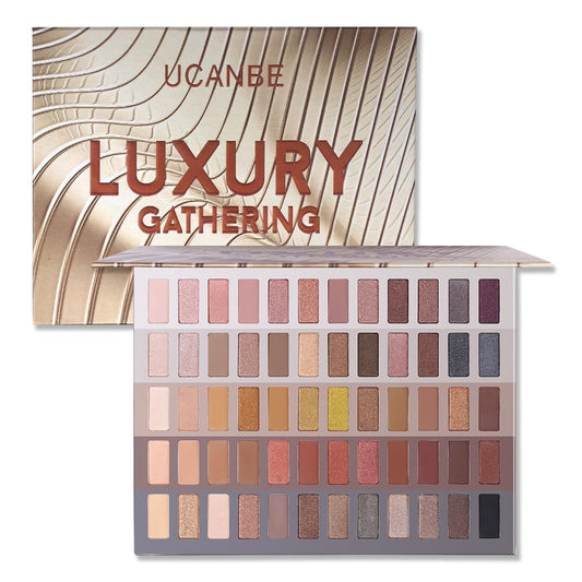 Luxury Gathering Neutral Eyeshadow Makeup Palette, Naked Shimmer Matte Metallic Glitter Subtle Eyes Shadow,High Pigmented Nudes Creamy Smokey Pallet Set